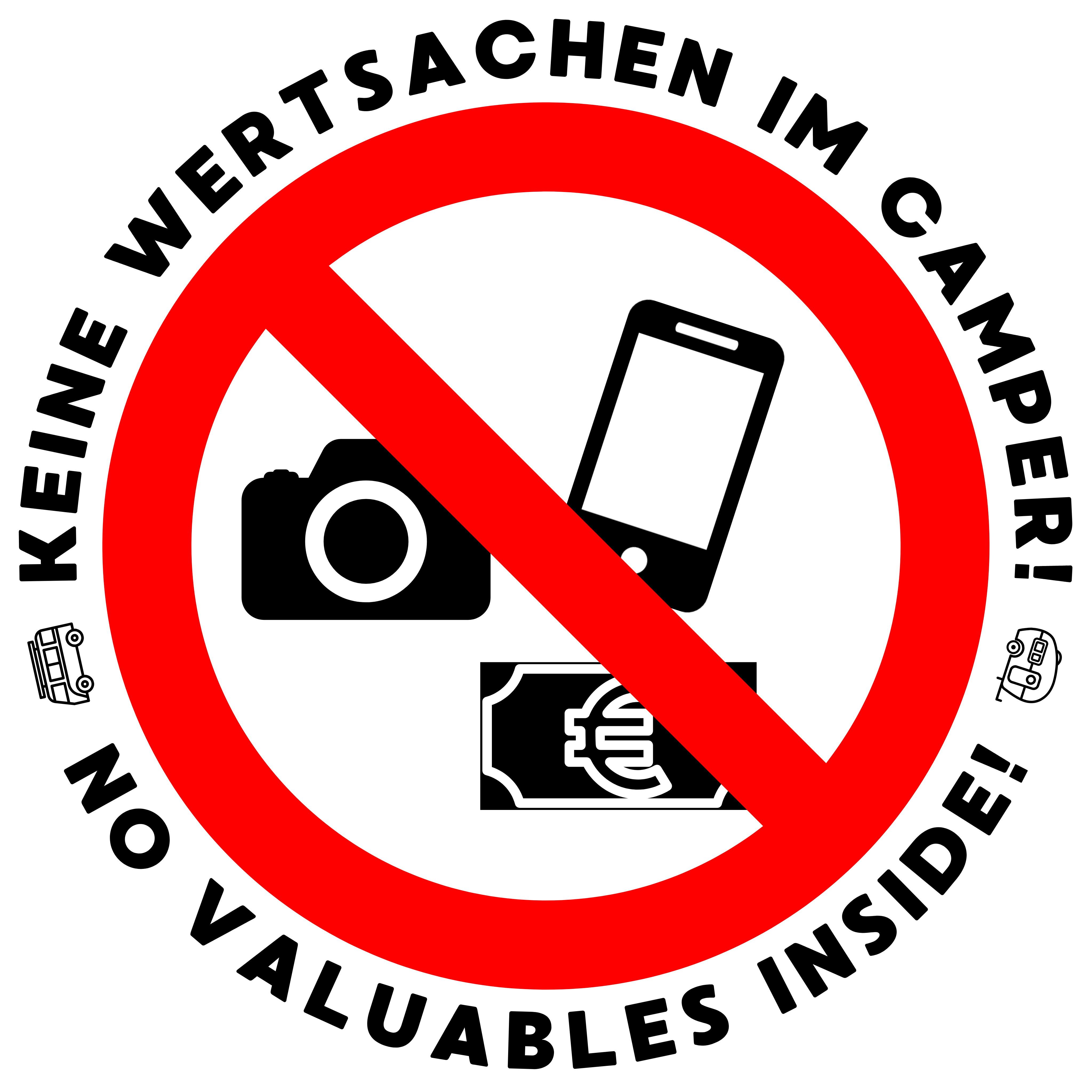 Warnaufkleber - Keine Wertsachen im Camper