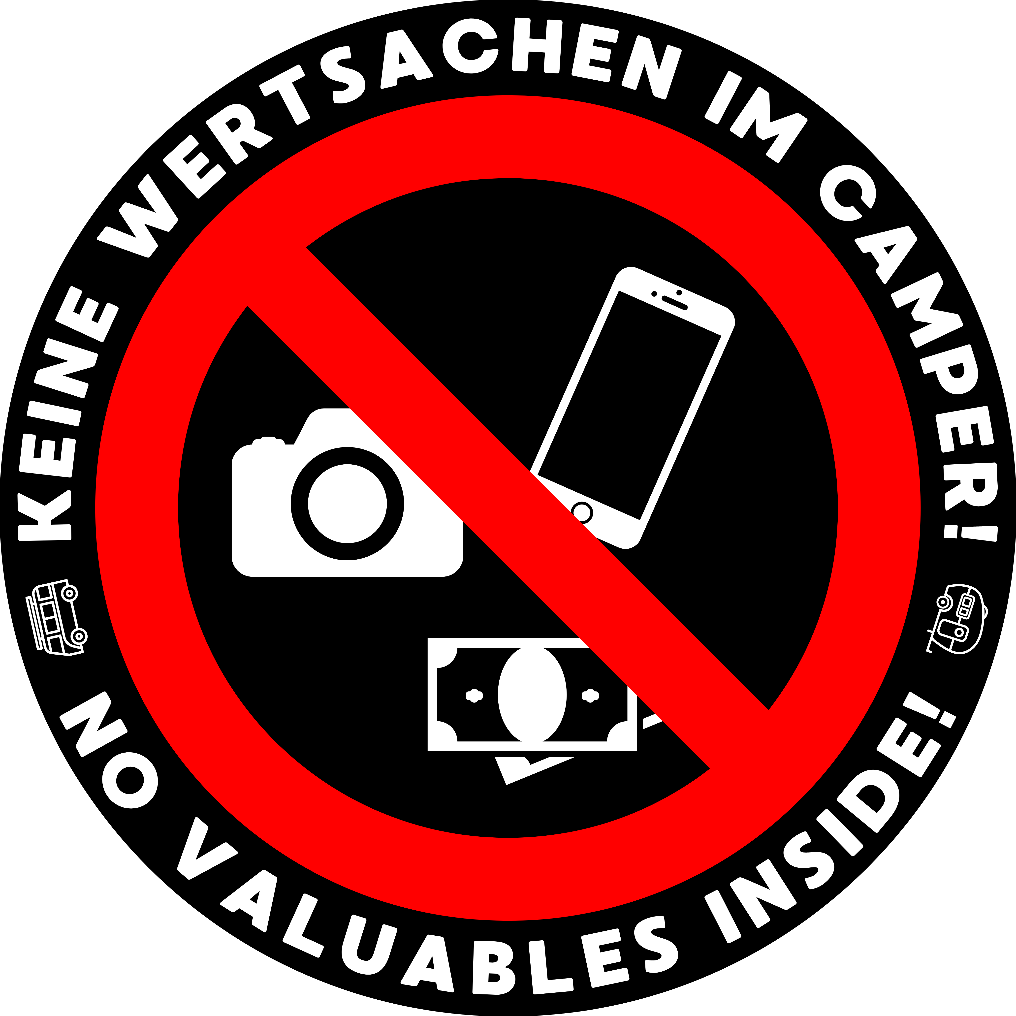 Warnaufkleber - Keine Wertsachen im Camper - LazyDonkeyDesign
