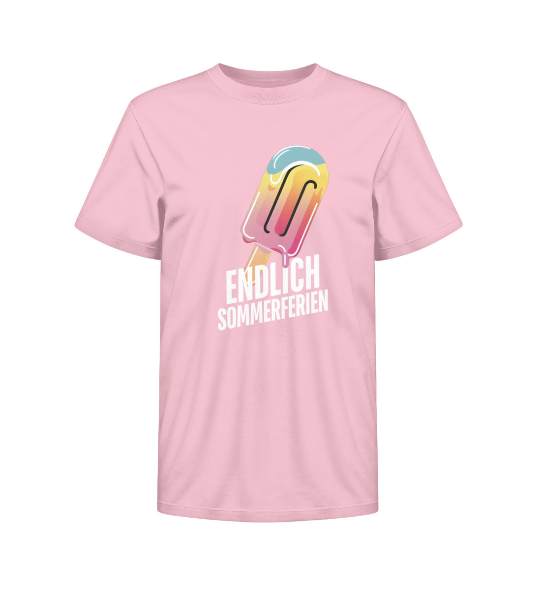 Camping Endlich Sommerferien Kinder Organic T-Shirt in Cotton Pink