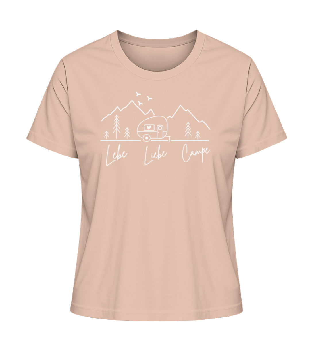 Camping Lebe Liebe Campe Damen Organic T-Shirt in Fraiche Peche
