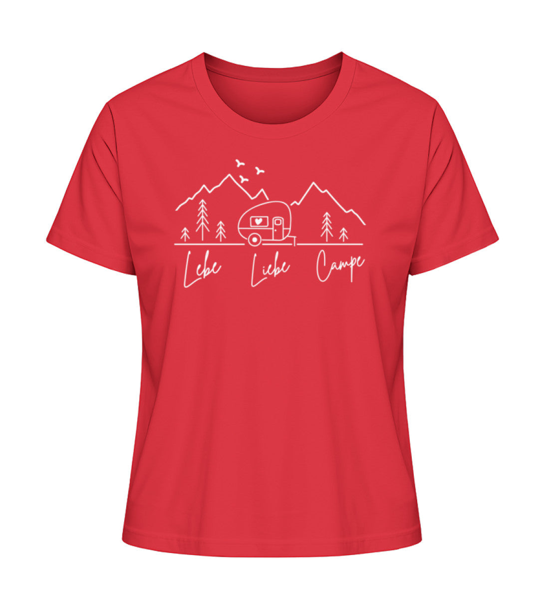 Camping Lebe Liebe Campe Damen Organic T-Shirt in Rot