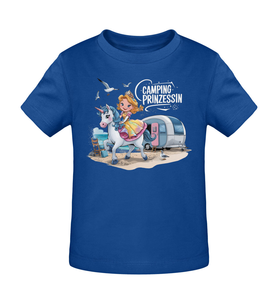 Camping Prinzessin Baby Organic T-Shirt in Majorelle Blue