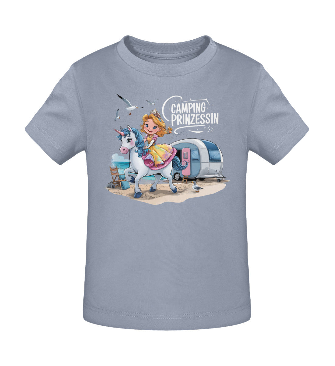 Camping Prinzessin Baby Organic T-Shirt in Serene Blue