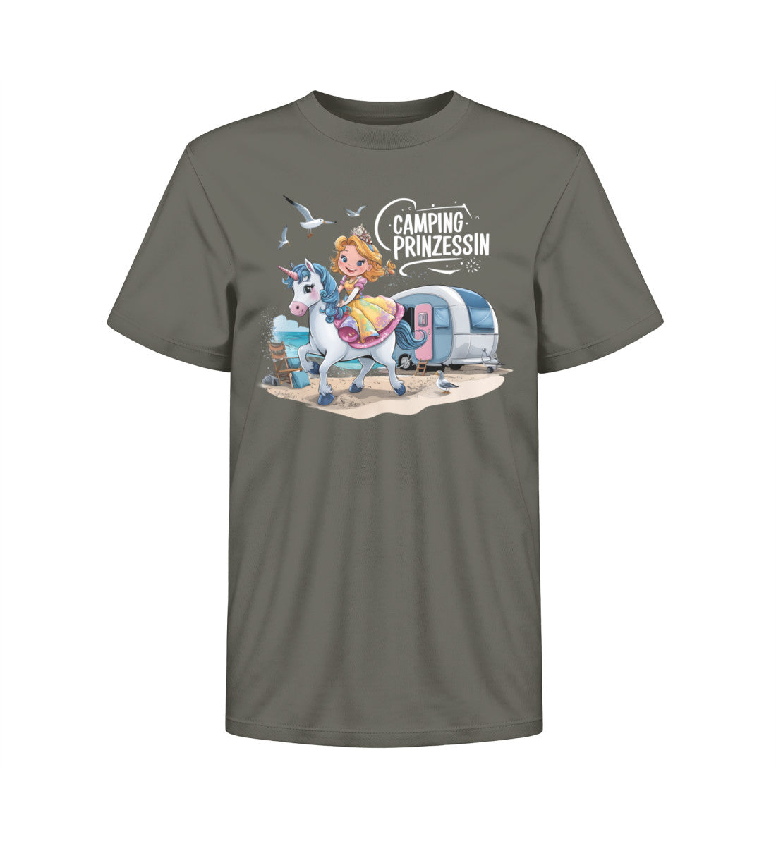 Camping Prinzessin Kinder Organic T-Shirt in Khaki