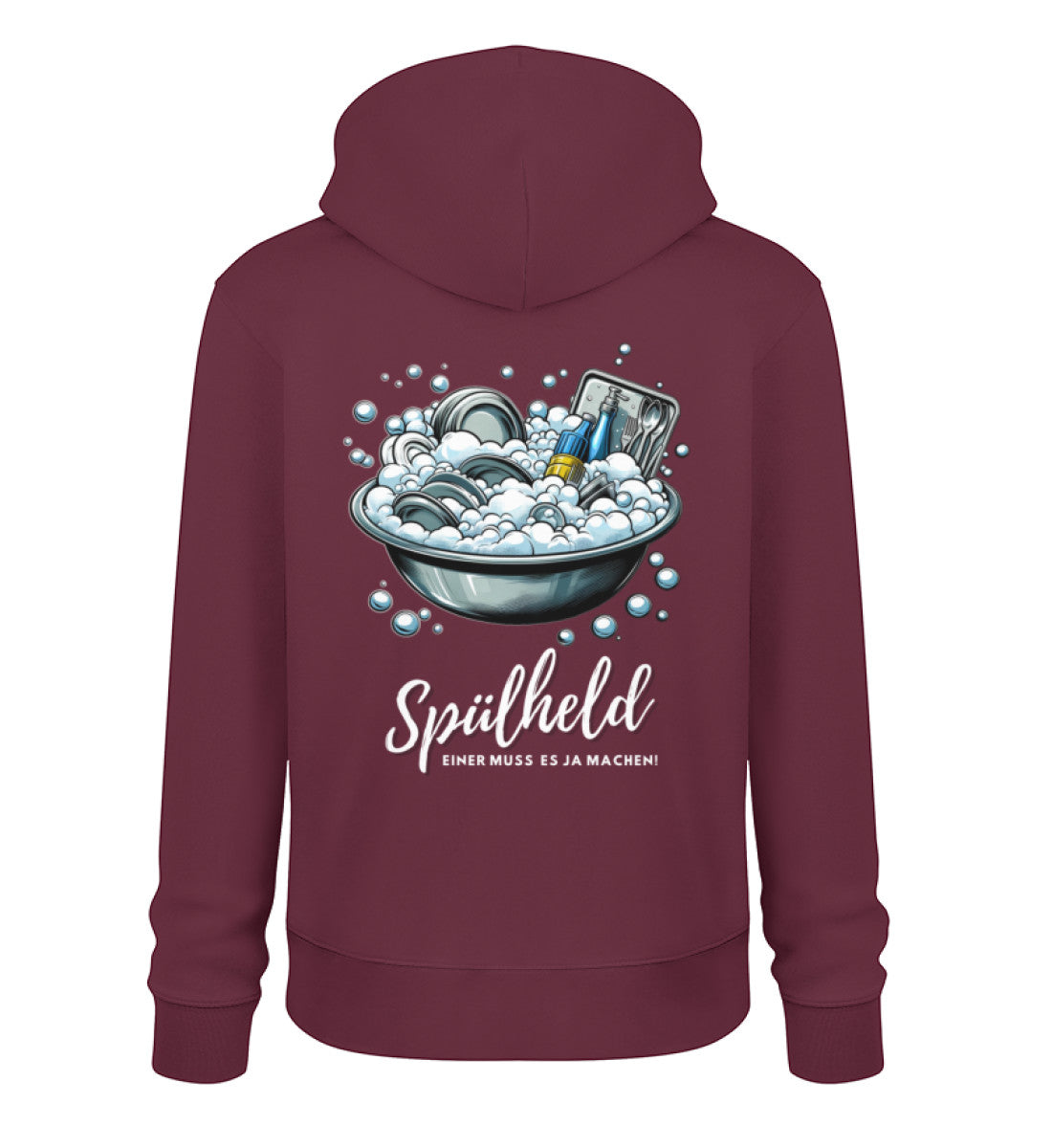 Camping Spülheld Herren Organic Hoodie in Burgundy