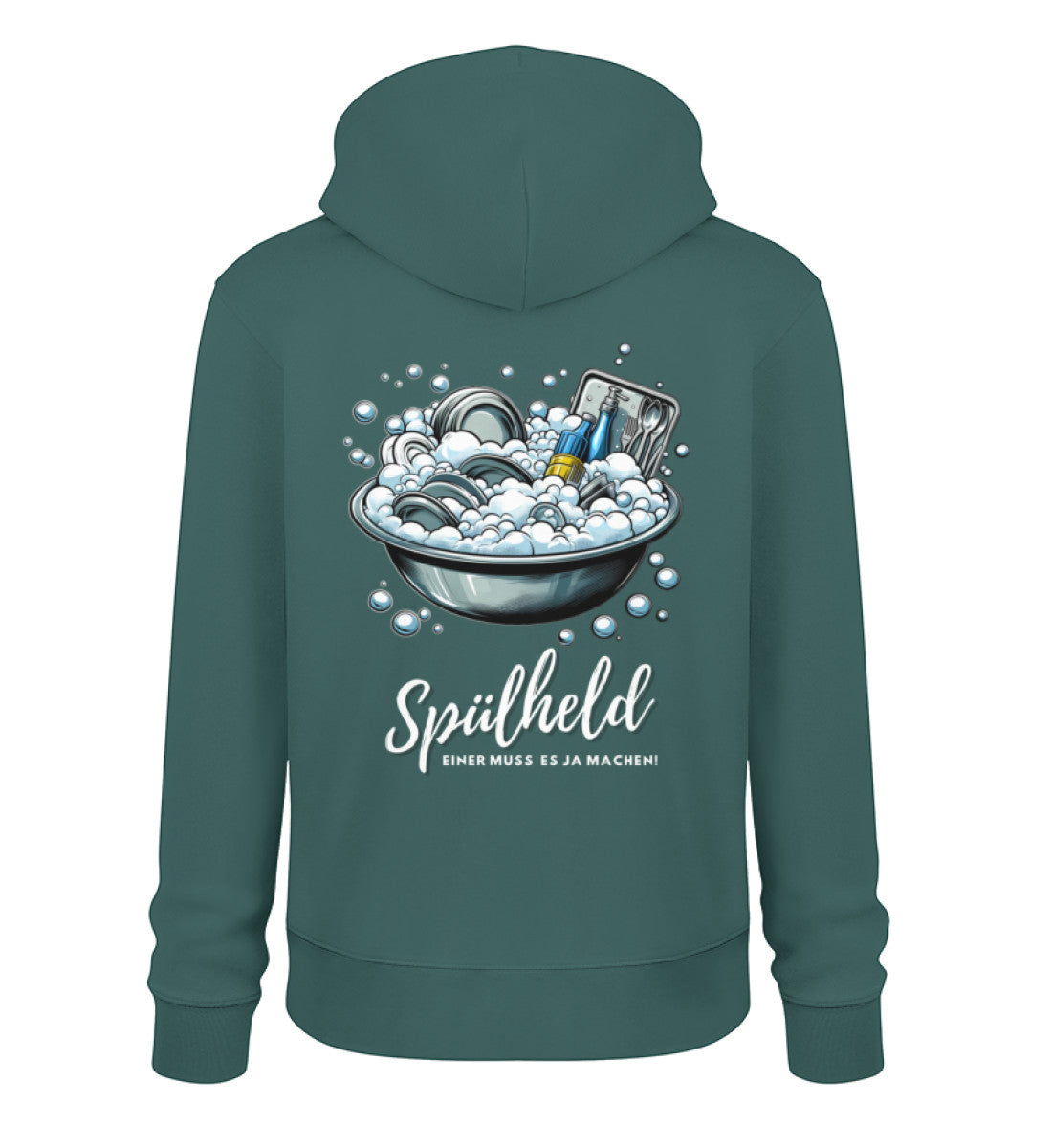 Camping Spülheld Herren Organic Hoodie in Glazed Green