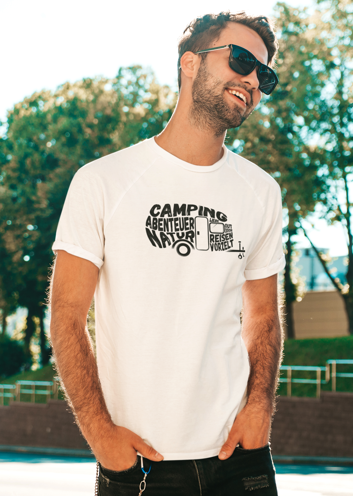 Camping Typografie - Wohnwagen - Herren Organic T-Shirt