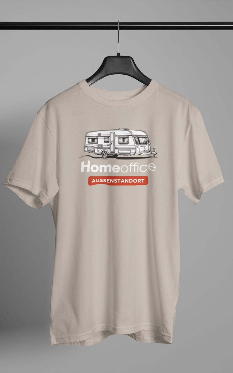 Herren Camping T-Shirt - Homeoffice Wohnwagen