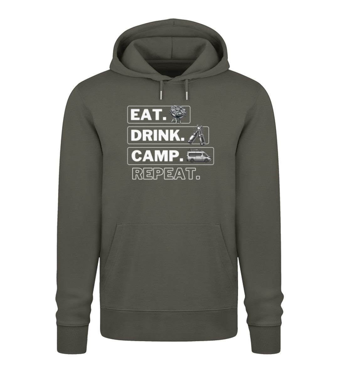 Camping Kreislauf - Herren Organic Hoodie - Vanlife - LazyDonkeyDesign