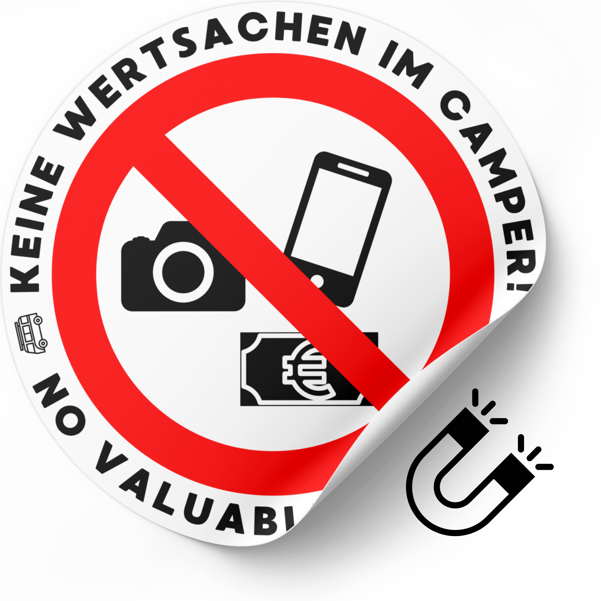 Magnetischer Warnaufkleber - Keine Wertsachen im Camper - LazyDonkeyDesign