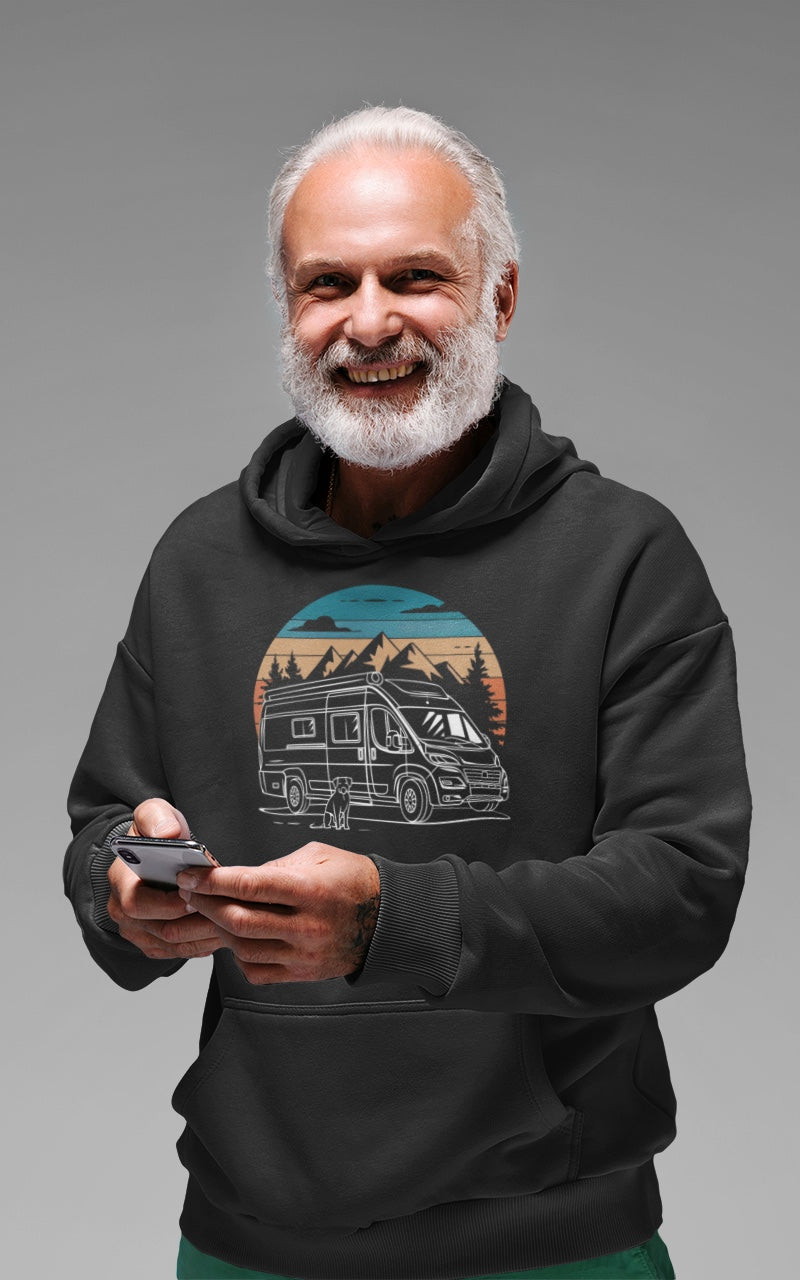 Herren Camping Hoodie - Vanlife mit Hund