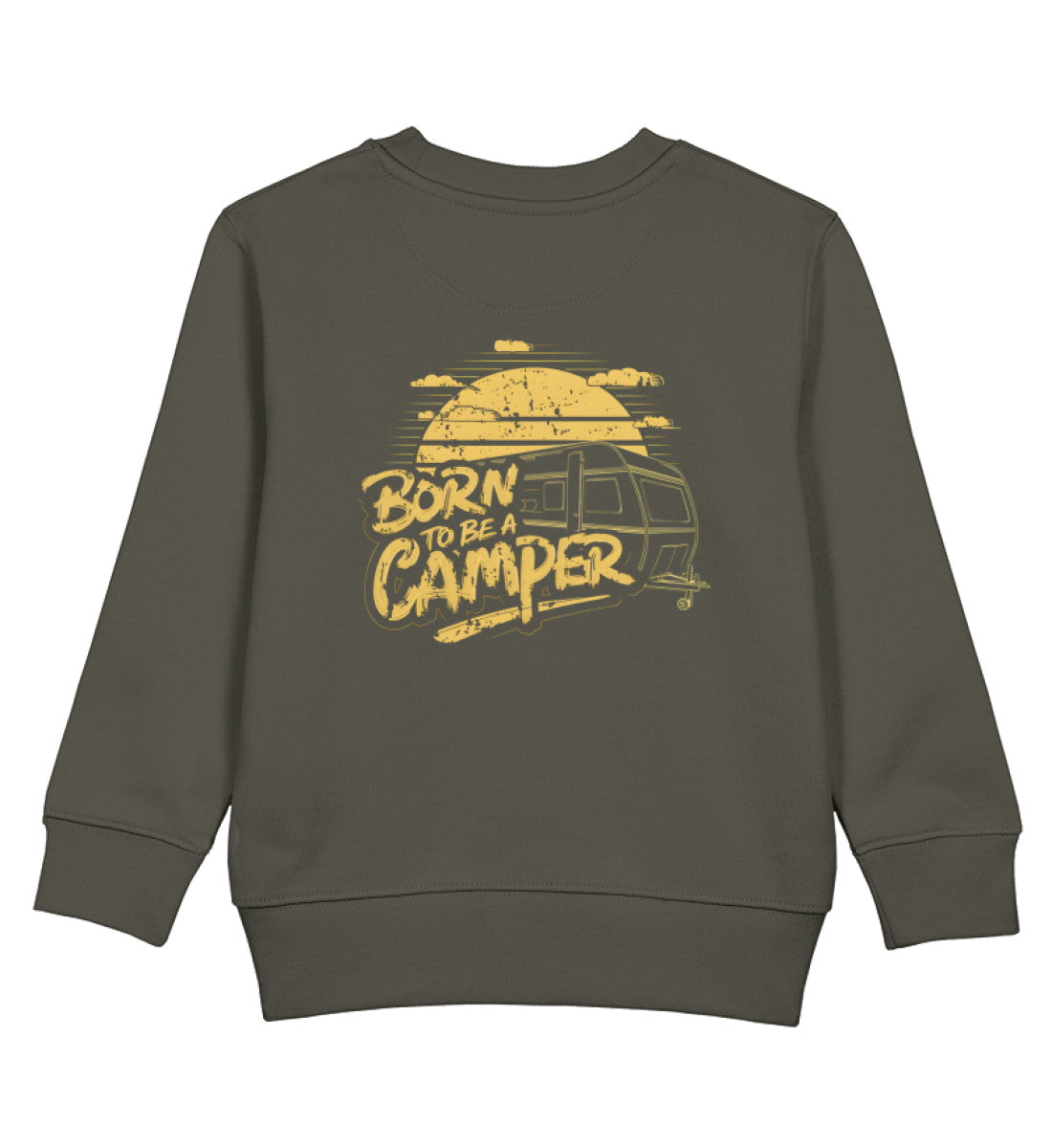 Born to be a Camper Kinder Sweatshirt in der Farbe Khaki