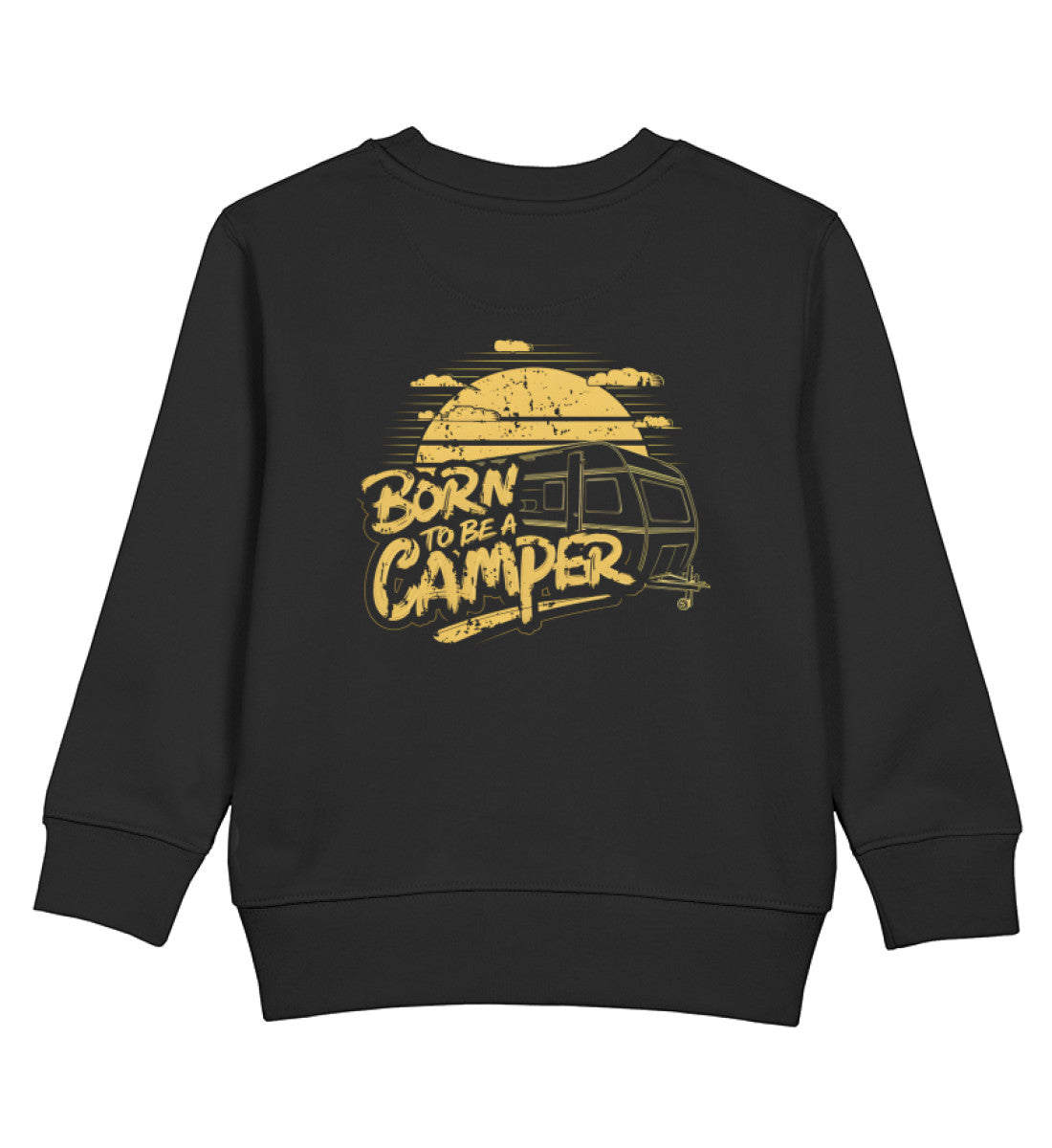 Born to be a Camper Kinder Sweatshirt in der Farbe Schwarz