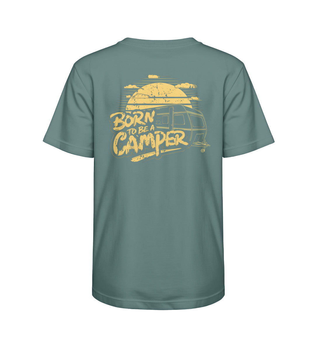 Born to be a Camper Kinder T-Shirt in der Farbe Glazed Green
