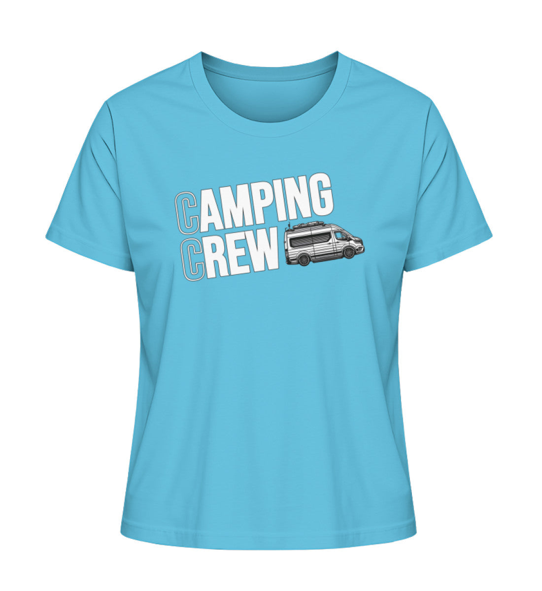 Camping Crew Damen Organic Vanlife T-Shirt in Aqua Blue