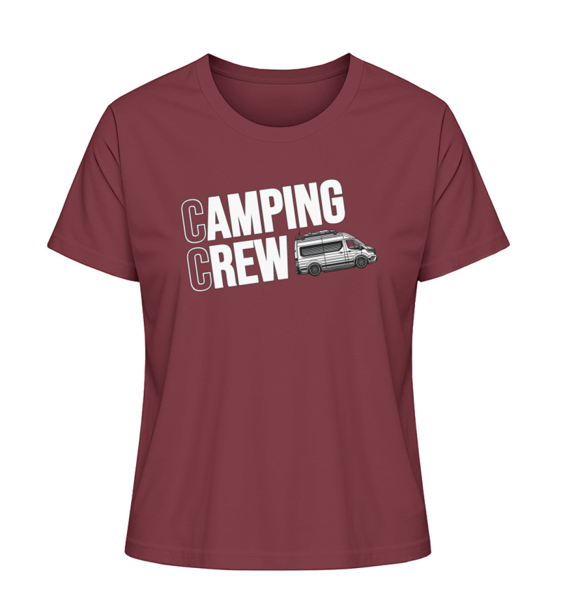 Camping Crew Damen Organic Vanlife T-Shirt in Burgundy