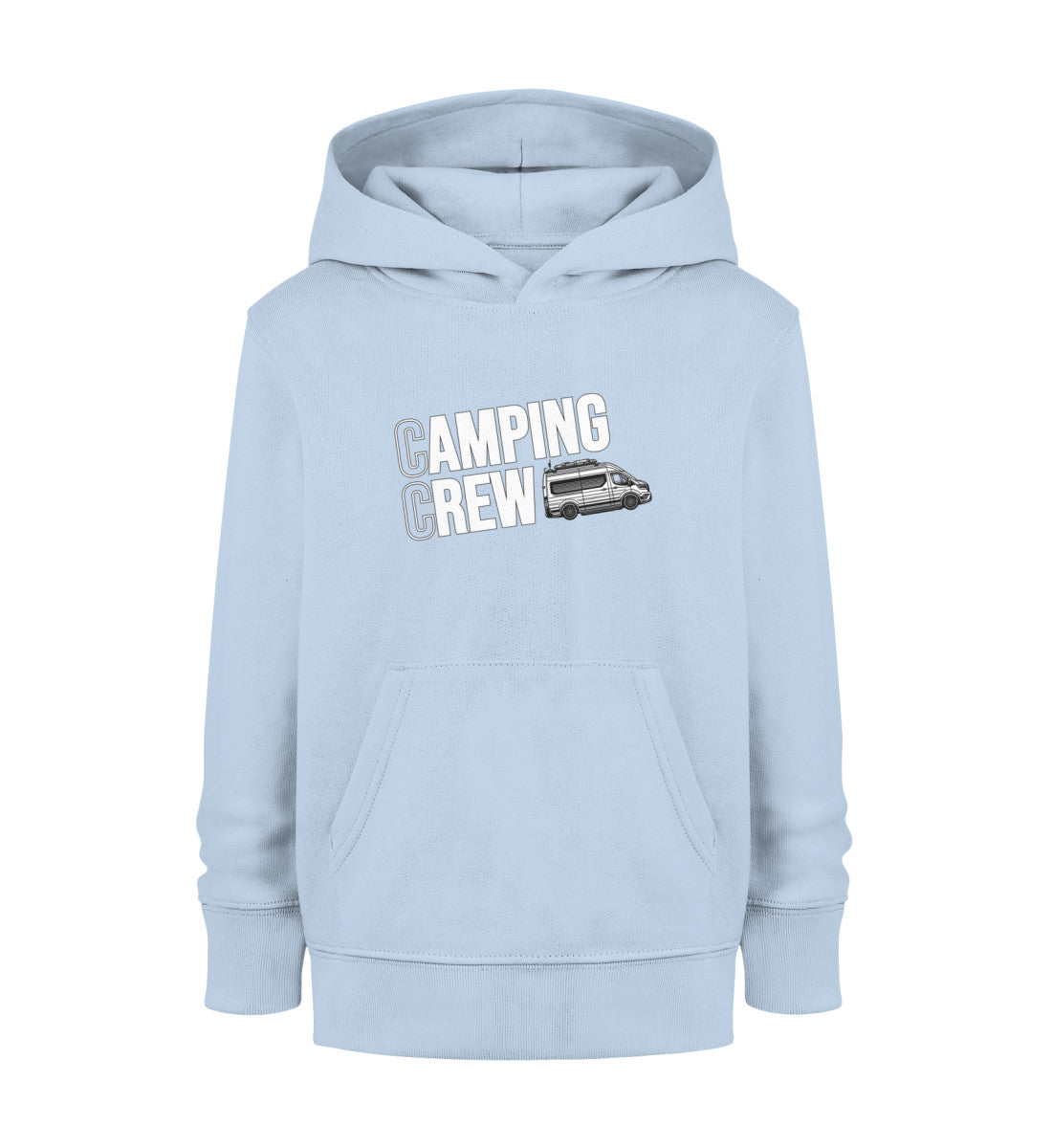 Camping Crew Kinder Organic Vanlife Hoodie in Blue Soul