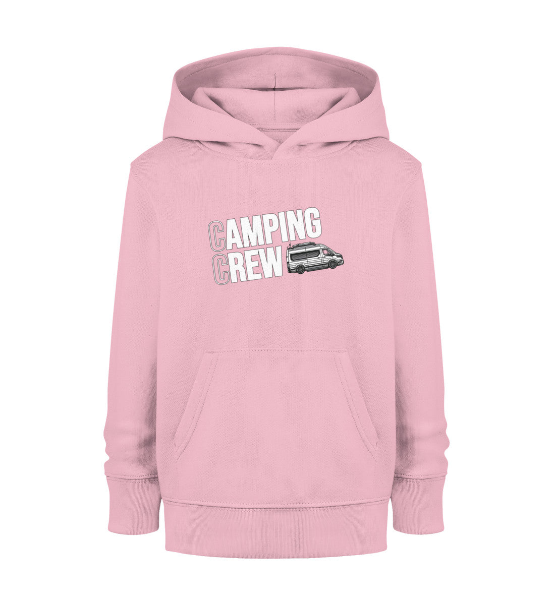 Camping Crew Kinder Organic Vanlife Hoodie in Cotton Pink