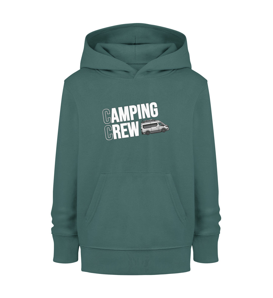 Camping Crew Kinder Organic Vanlife Hoodie in Glazed Green