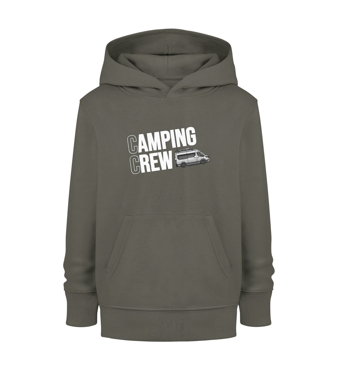 Camping Crew Kinder Organic Vanlife Hoodie in Khaki