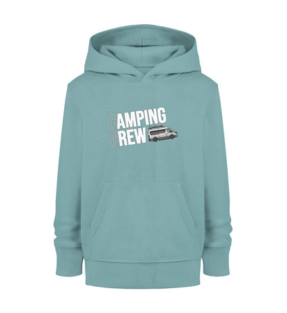 Camping Crew Kinder Organic Vanlife Hoodie in Teal Monstera