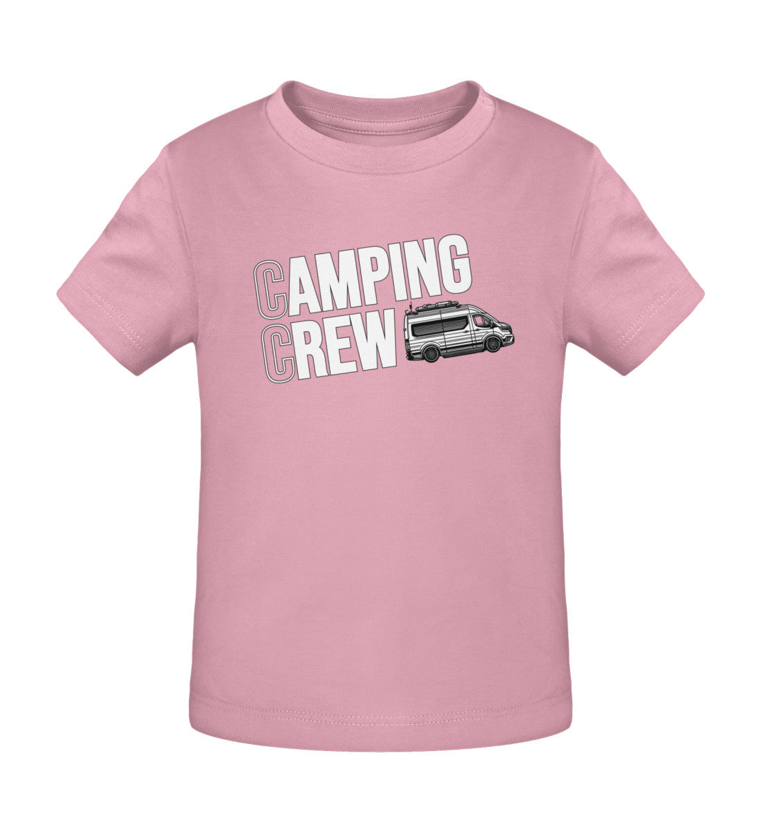 Camping Crew Baby Organic Vanlife T-Shirt in Cotton Pink