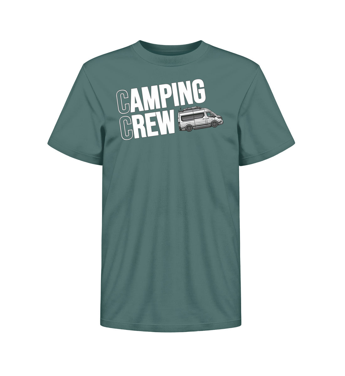 Camping Crew Kinder Organic Vanlife T-Shirt in Glazed Green