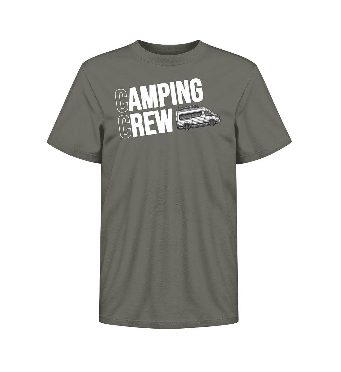 Camping Crew Kinder Organic Vanlife T-Shirt in Khaki