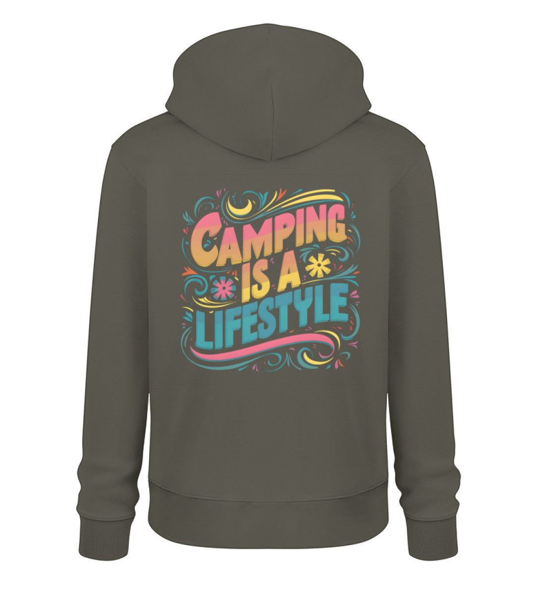 Camping is a Lifestyle Hoodie für Damen in Khaki