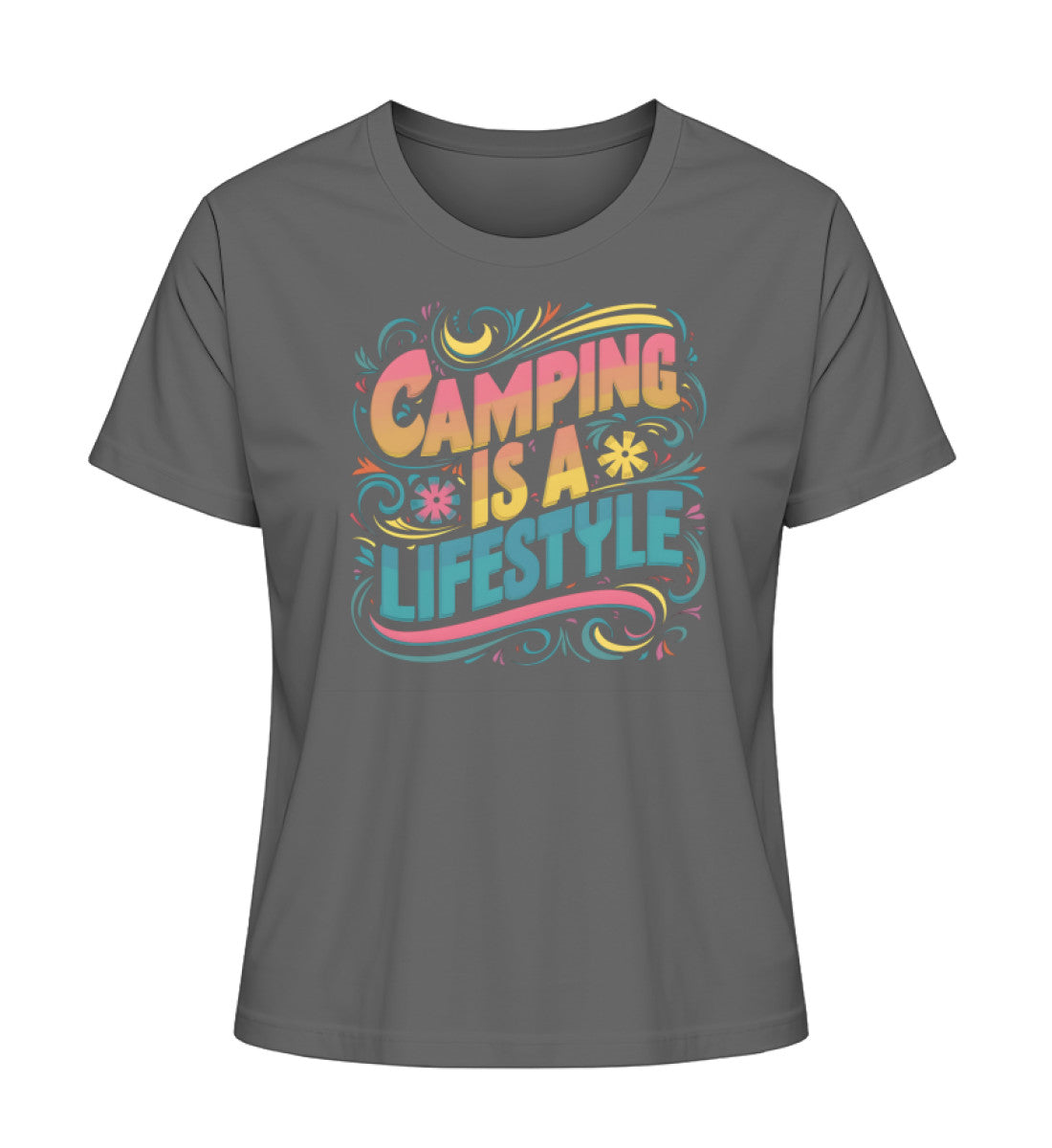 Camping is a Lifestyle T-Shirt für Damen in Anthracite