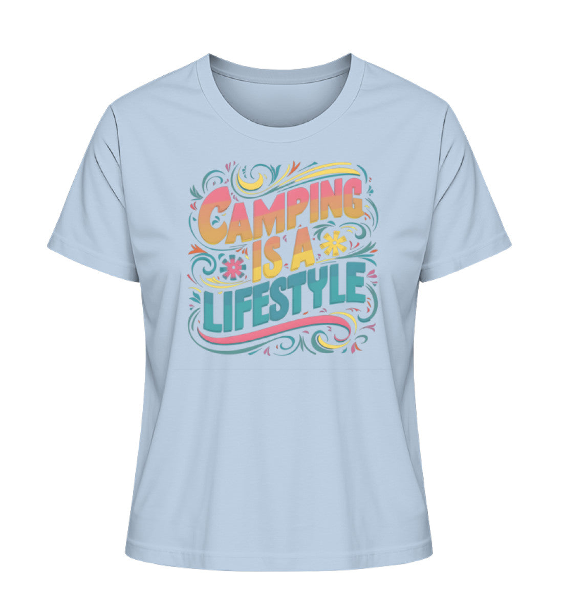 Camping is a Lifestyle T-Shirt für Damen in Blue Soul