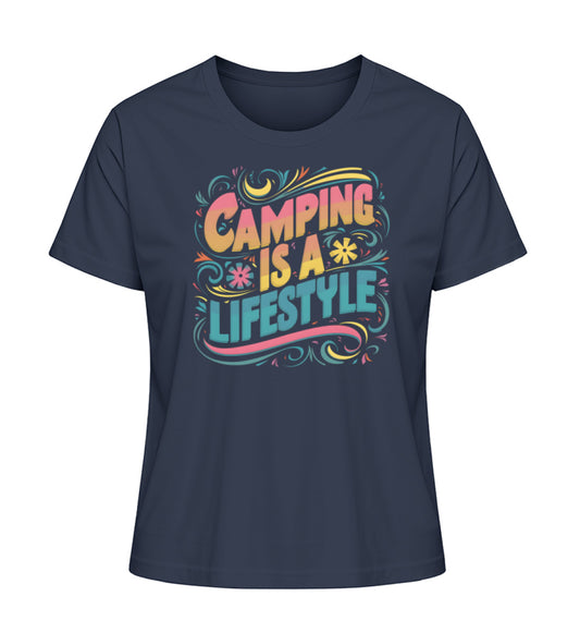 Camping is a Lifestyle T-Shirt für Damen in French Navy