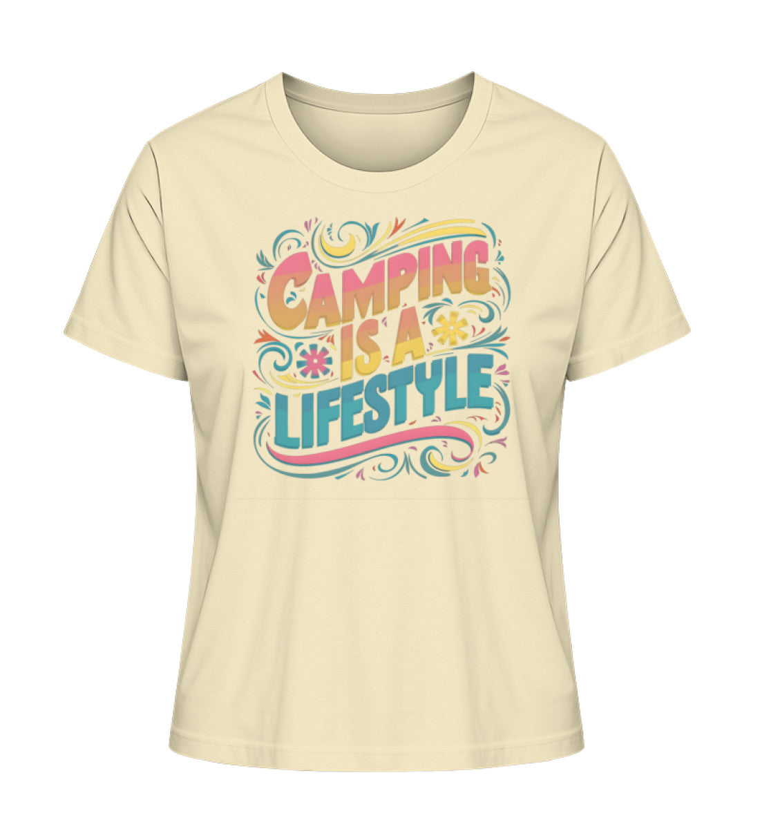 Camping is a Lifestyle T-Shirt für Damen in Natural Raw