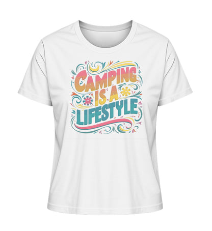 Camping is a Lifestyle T-Shirt für Damen in Weiss