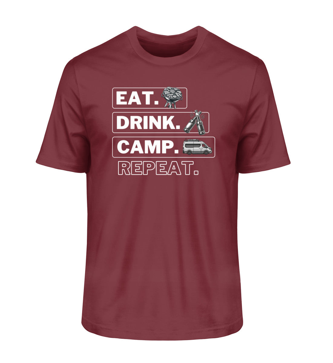 Camping Kreislauf Herren Organic Vanlife T-Shirt in Burgundy