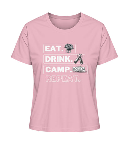 Camping Kreislauf Damen Organic Wohnwagen T-Shirt in Cotton Pink