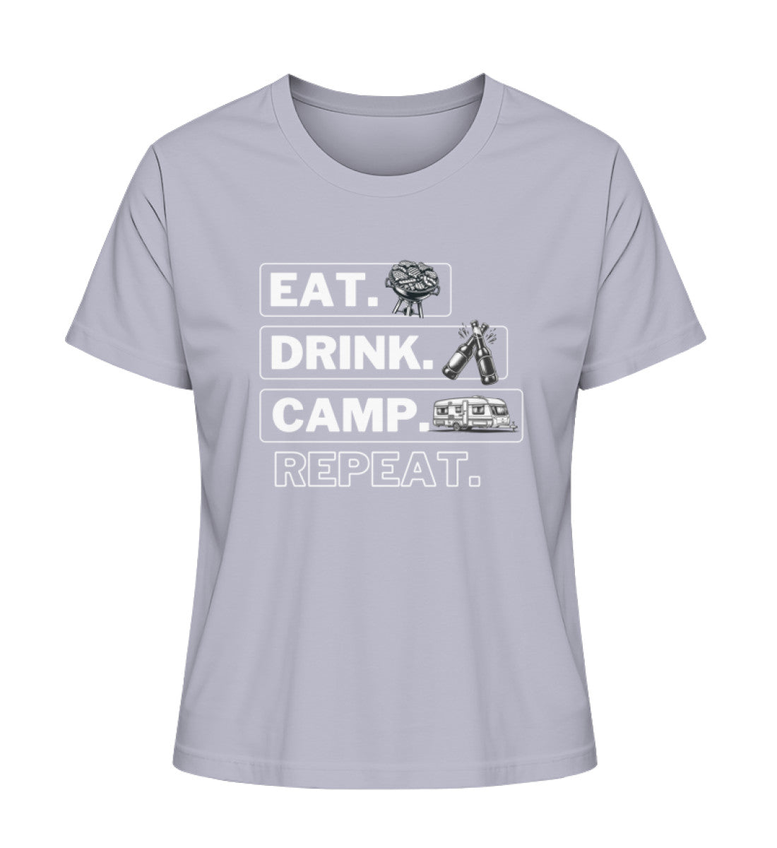 Camping Kreislauf Damen Organic Wohnwagen T-Shirt in Lavender