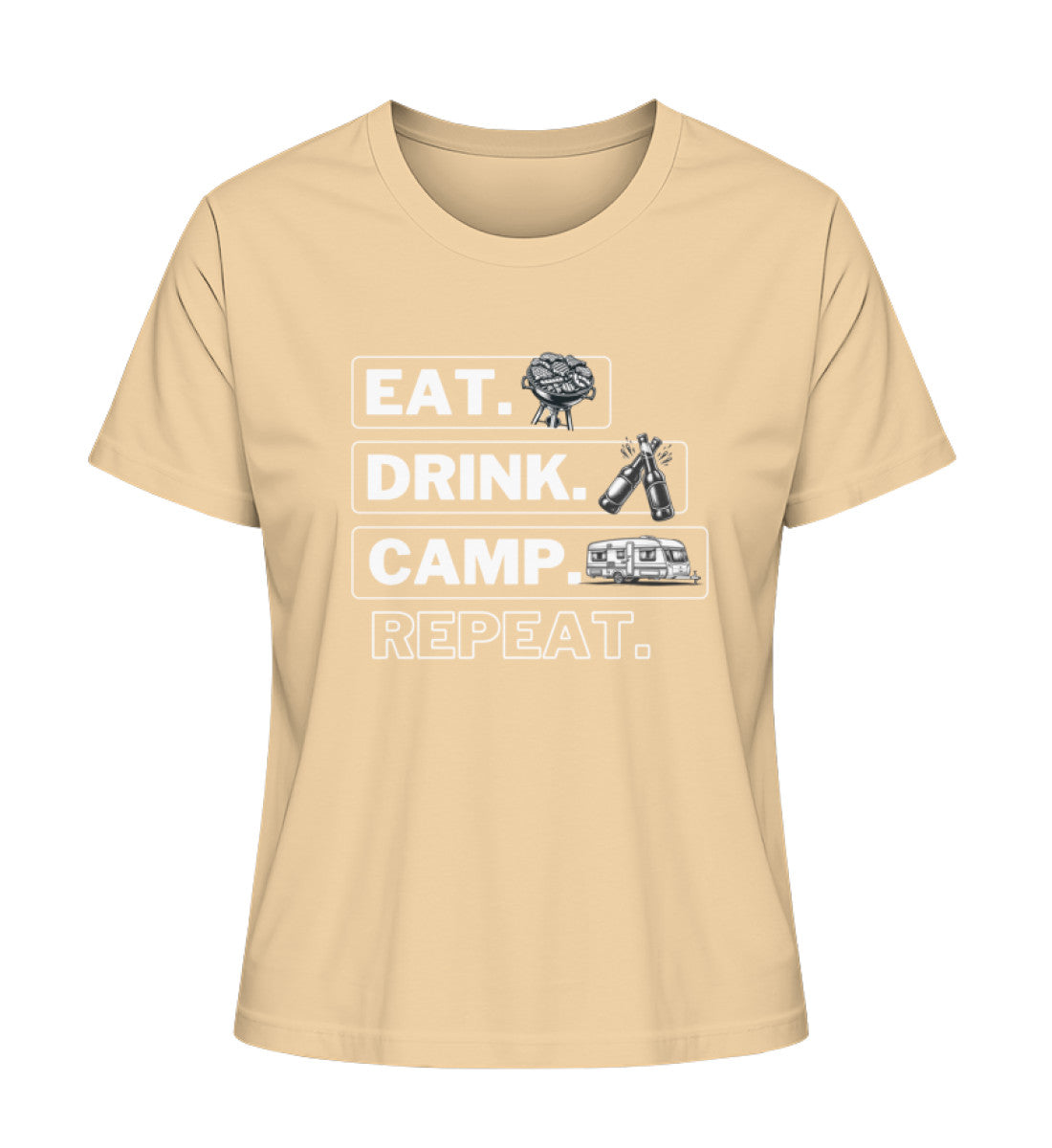 Camping Kreislauf Damen Organic Wohnwagen T-Shirt in Nispero