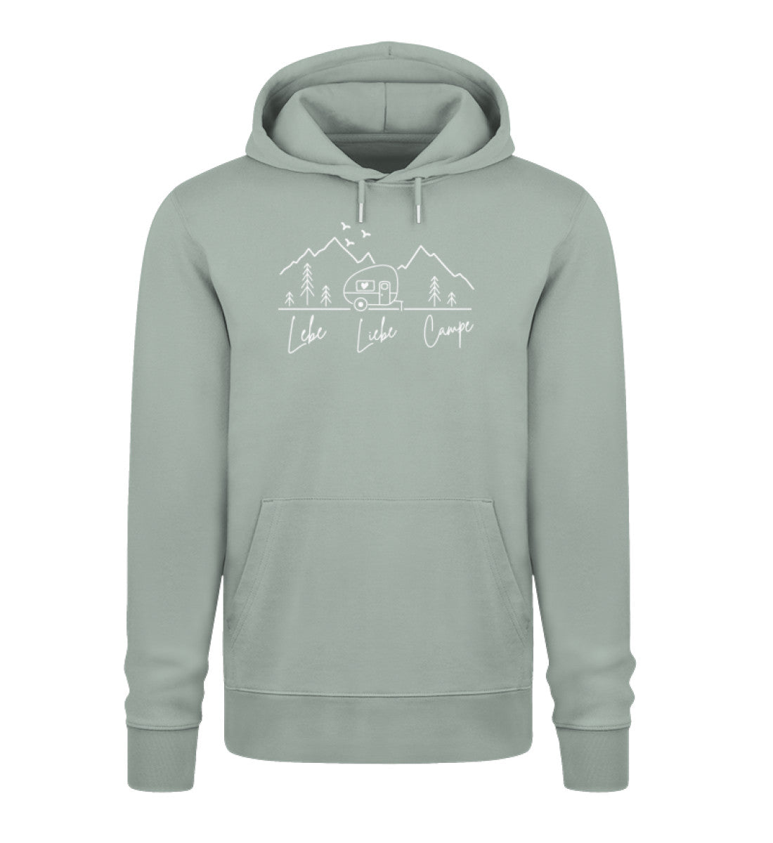 Camping Lebe Liebe Campe Damen Organic Hoodie in Aloe