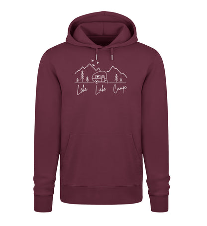 Camping Lebe Liebe Campe Damen Organic Hoodie in Burgundy