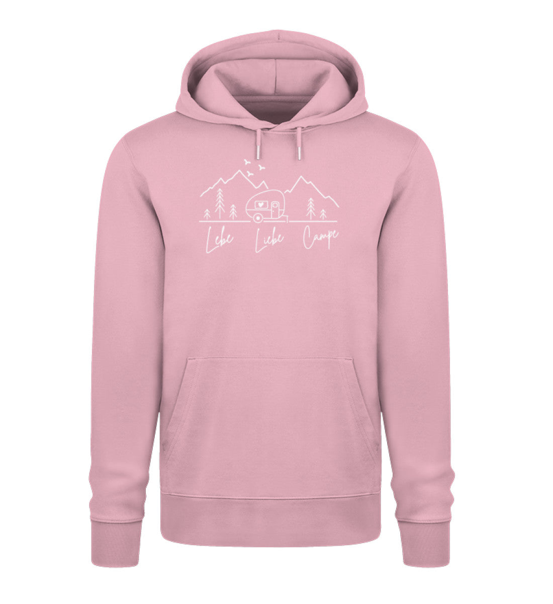 Camping Lebe Liebe Campe Damen Organic Hoodie in Cotton Pink