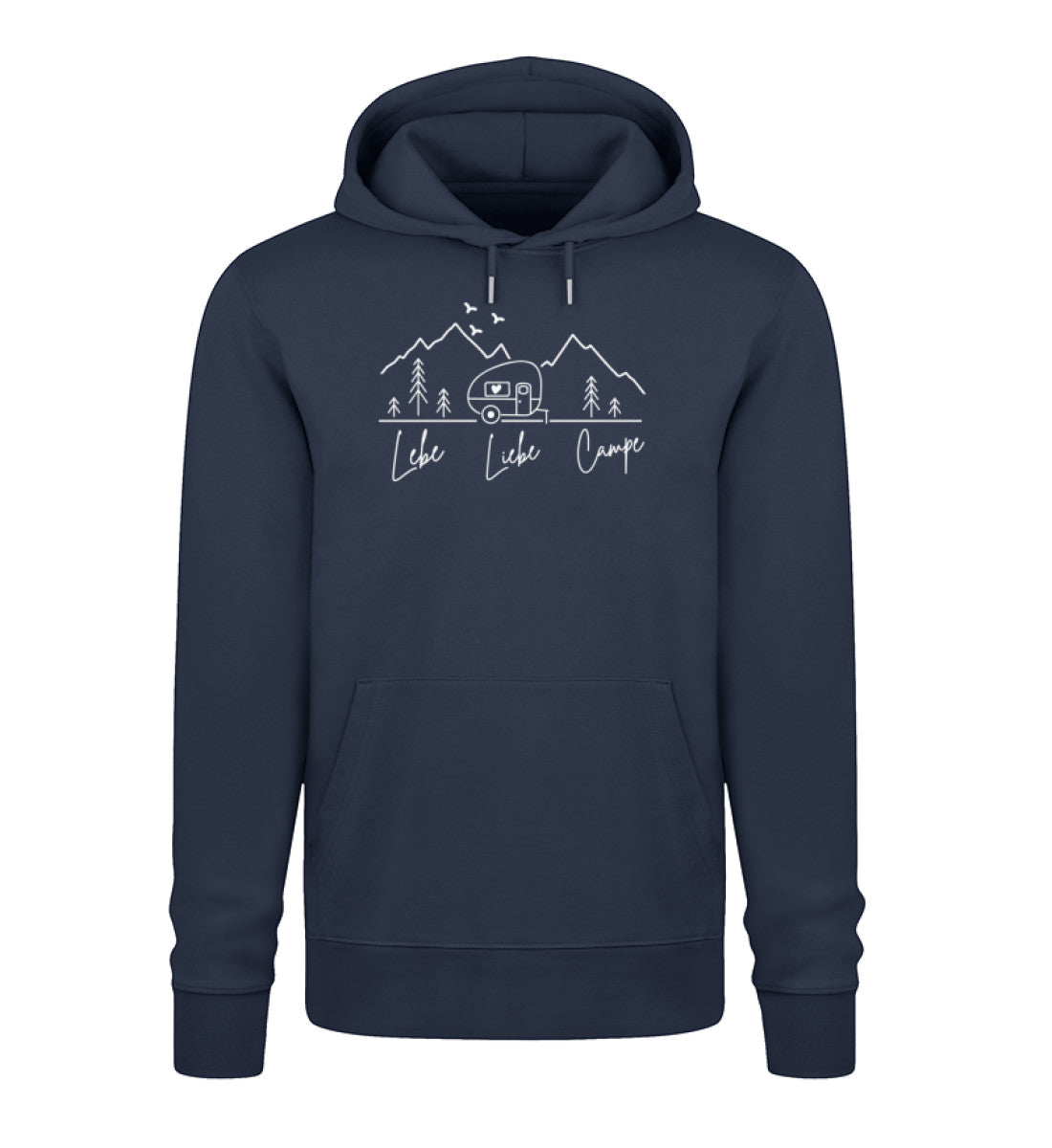 Camping Lebe Liebe Campe Damen Organic Hoodie in French Navy