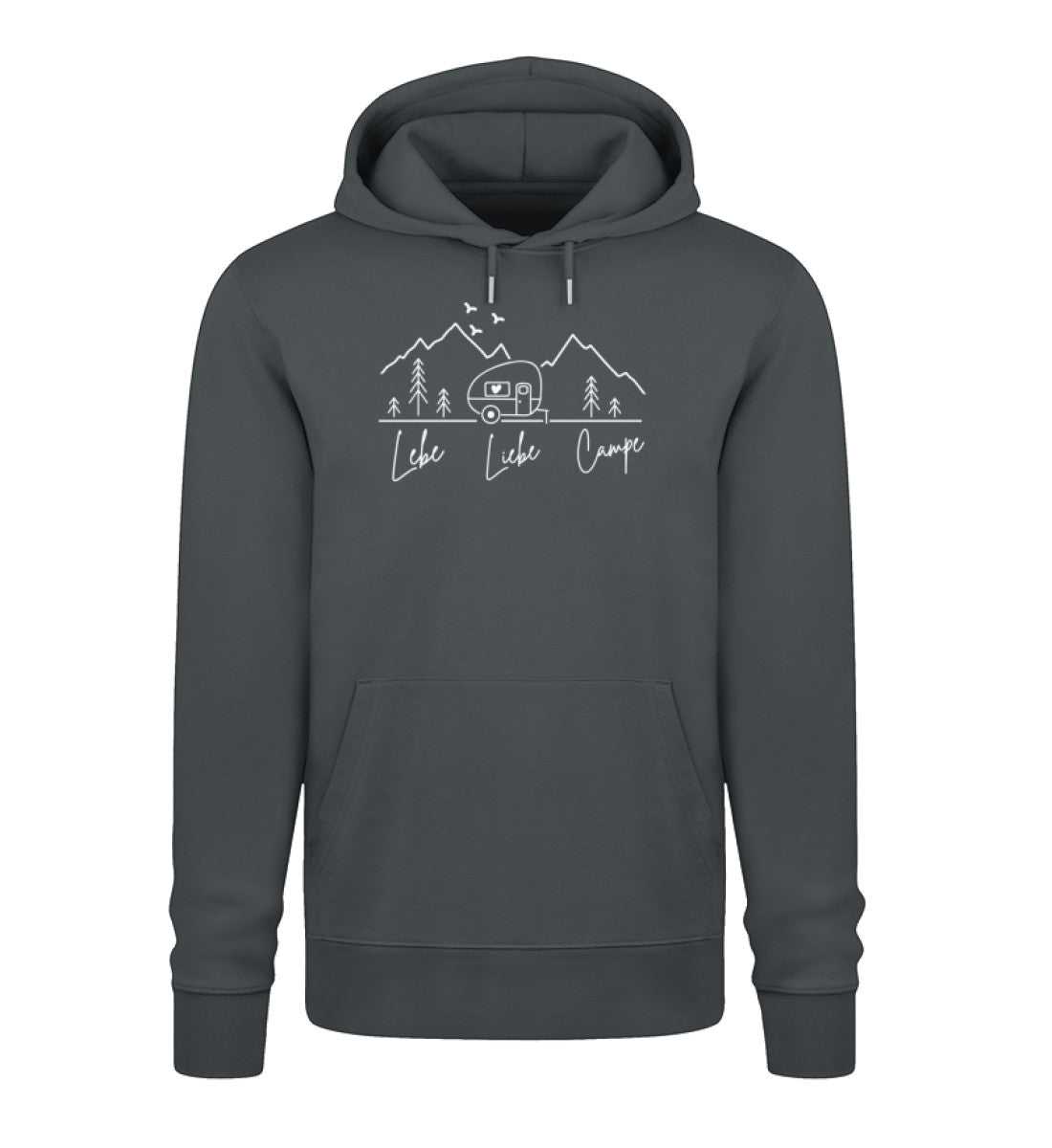 Camping Lebe Liebe Campe Damen Organic Hoodie in India Ink Grey