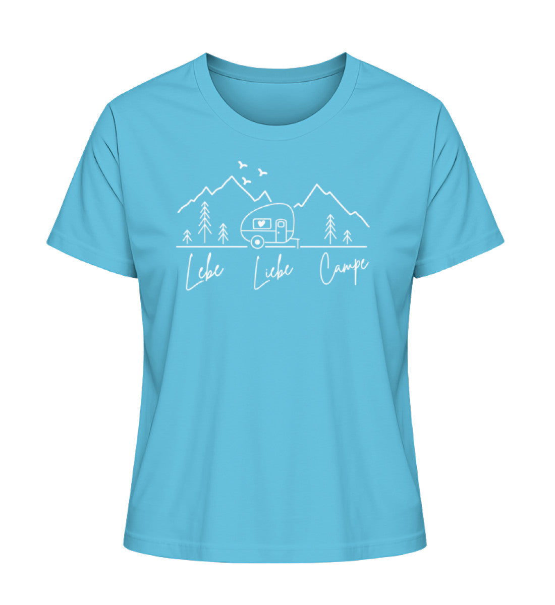 Camping Lebe Liebe Campe Damen Organic T-Shirt in Aqua Blue