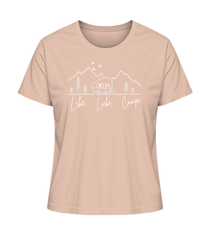 Camping Lebe Liebe Campe Damen Organic T-Shirt in Fraiche Peche