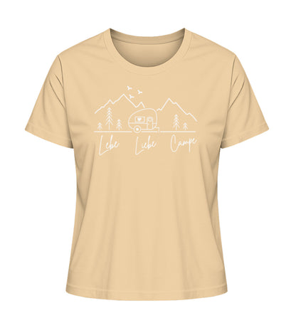 Camping Lebe Liebe Campe Damen Organic T-Shirt in Nispero