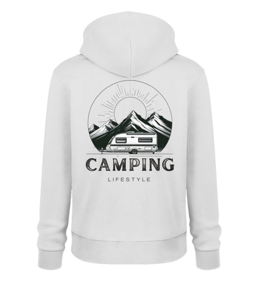 Camping Lifestyle Herren Organic Hoodie in Heather Grey