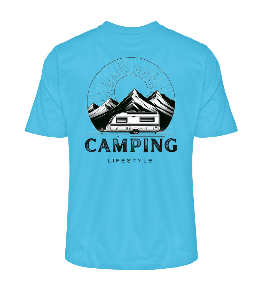 Camping Lifestyle Herren Organic T-Shirt in Aqua Blue