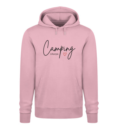 Camping Lifestyle Liebe Damen Organic Hoodie in Cotton Pink