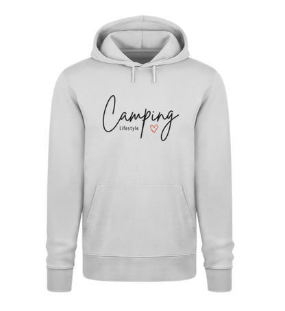 Camping Lifestyle Liebe Damen Organic Hoodie in Heather Grey